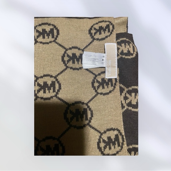 Michael Kors Brown and Gold Signature Scarf - Picture 3 of 3